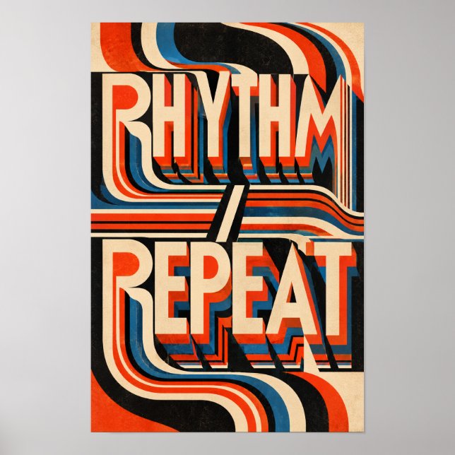 Art mural typographique géométrique rétro « Rhythm (Devant)