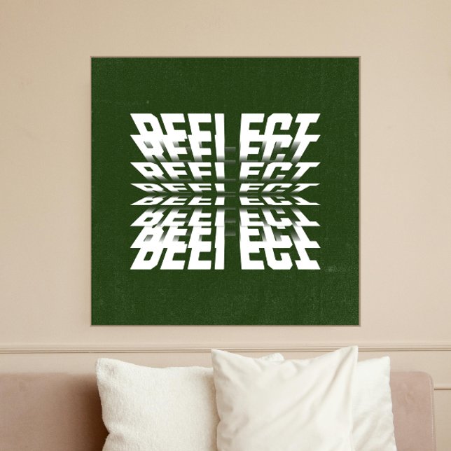 Art mural vert moderne avec texte rotatif - footba (REFLECT poster inspired by a soccer field creates a incredible minimalist touch to your space)