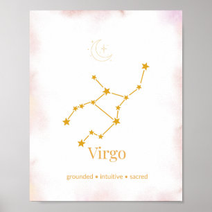 Art mural zodiaque en or Vierge – Constellation cé