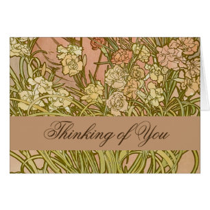 Art Nouveau Alfonse Mucha fleurs d'oeillets floral