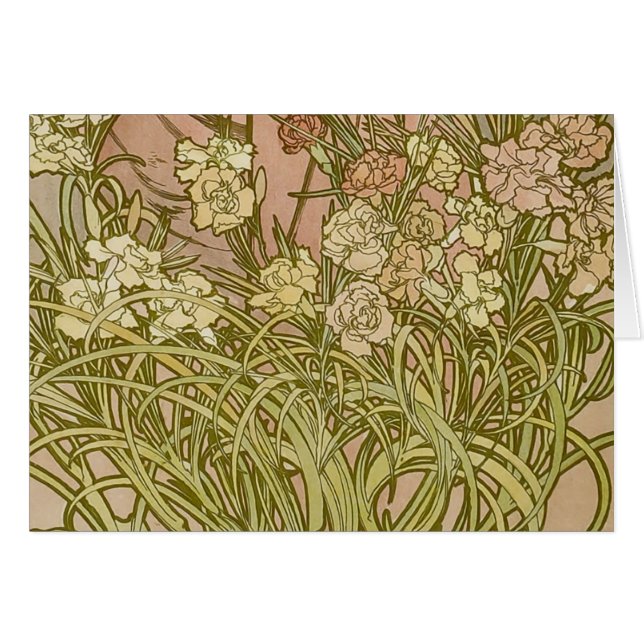 Art Nouveau Alfonse Mucha fleurs d'oeillets floral (Devant horizontal)