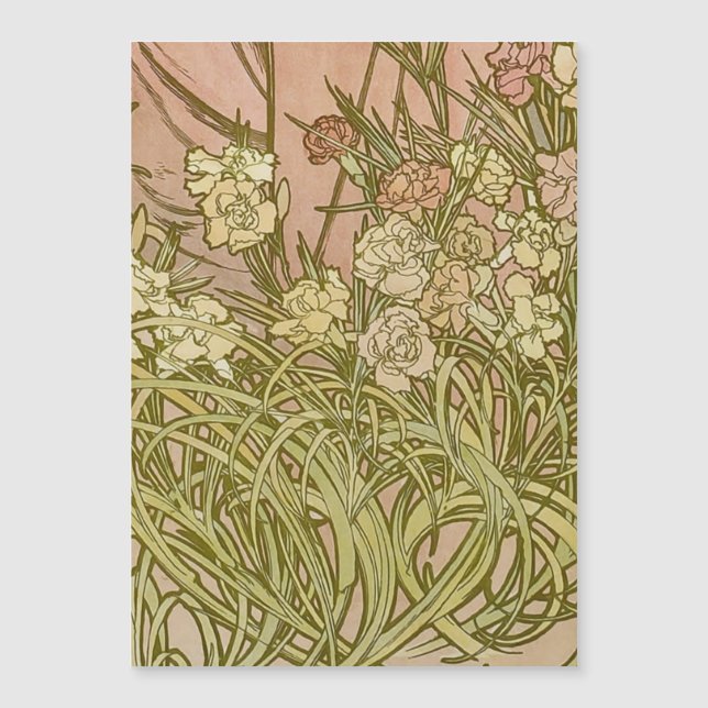 Art Nouveau Alfonse Mucha fleurs d'oeillets floral (Devant)