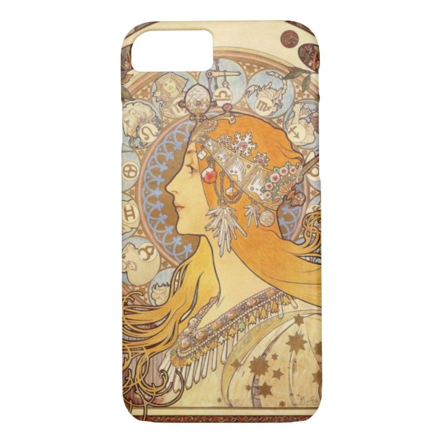 Art Nouveau Alphonse Mucha Zodiac iPhone 7 coque (Dos)