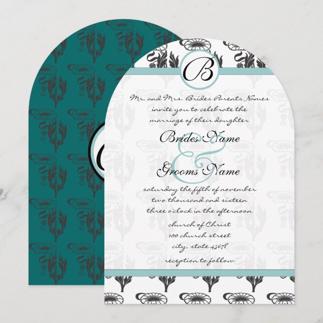 Art nouveau Art Déco Daisy Faire-part de mariage (Devant / Derrière)