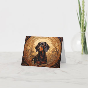 Art Nouveau Blank Dachshund Merci Cartes