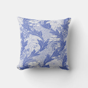 Art Nouveau Bleu/Blanc Coussin Floral Décor