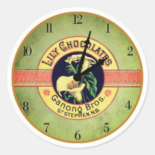 Art nouveau chocolat publicité horloge autocollant