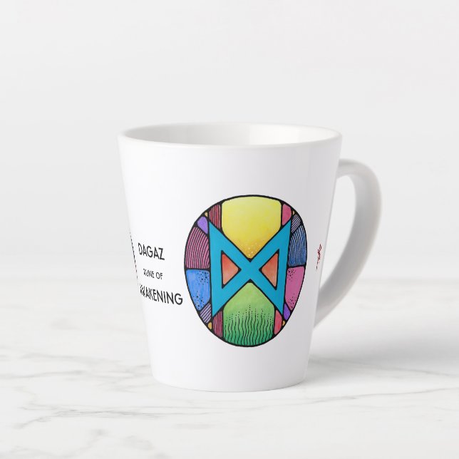 Art Nouveau Dagaz Rune Latte Mug - AWAKENING! (Angle droit)