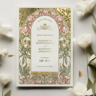 Art Nouveau Faire-Part de Mariage à Date à Enregis