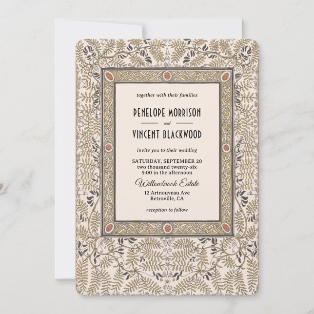 Art Nouveau Faire-part de mariage aux couleurs d'a (Devant)