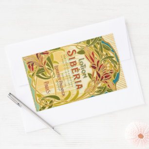Art nouveau floral beauté lotion Siberia étiquette