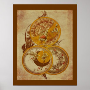 Art Nouveau Floral Design Ancien Poster