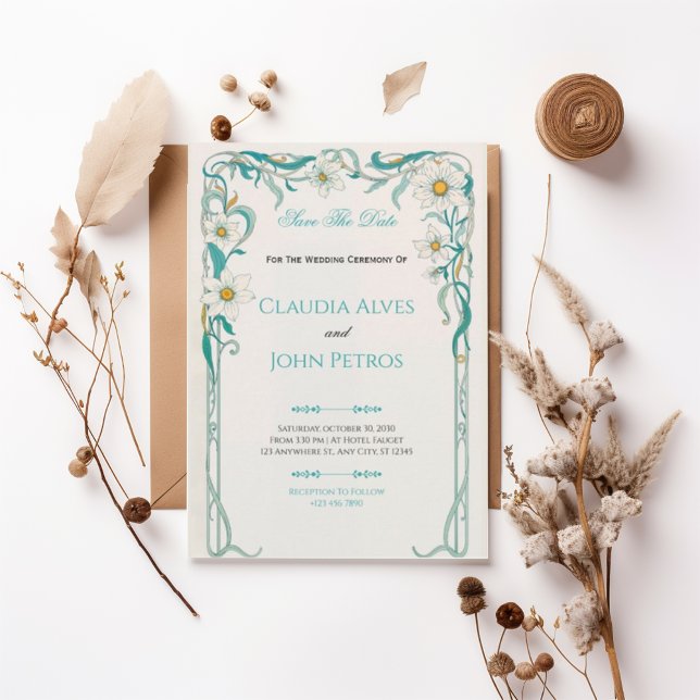 Art Nouveau Floral Save the Date Invitation (Créateur téléchargé)