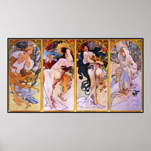 Art Nouveau Four Seasons Art Vintage Poster