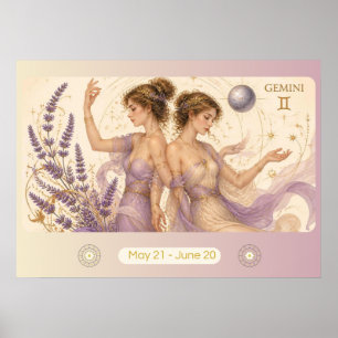 Art Nouveau Gémeaux Art Mural du Zodiaque