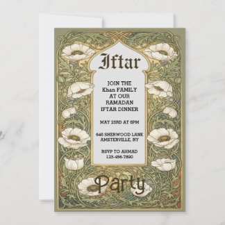Art Nouveau Iftar Poppy Flower Invitation