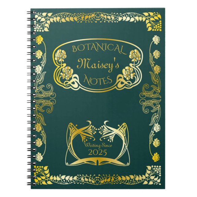 Art Nouveau Livre Couverture Botanique Motifs Vert (Devant)