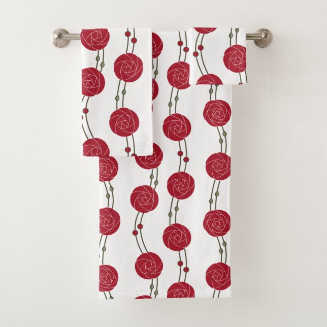 Art Nouveau Mackintosh Rose Stripes Red (En situation)