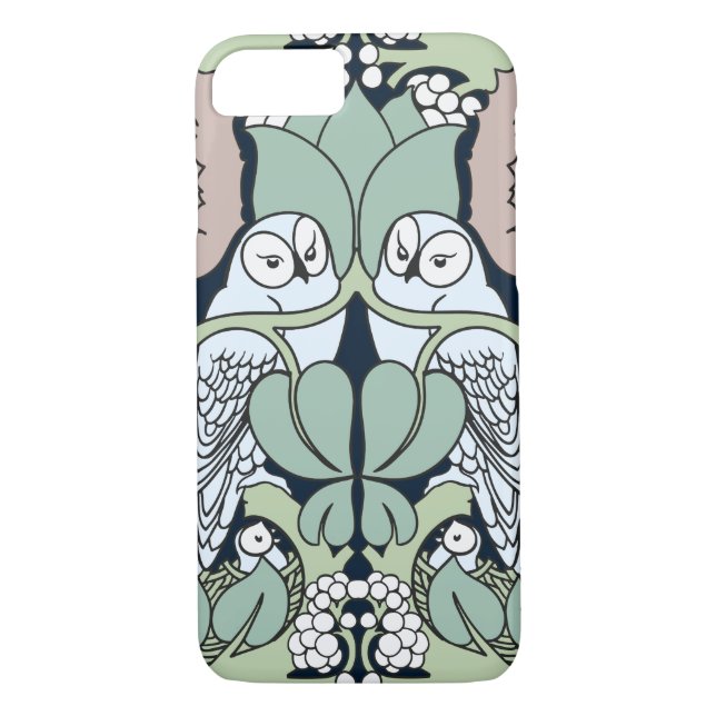 Art Nouveau Owls Nest Motif iPhone 7 coque (Dos)