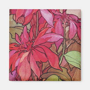 Art Nouveau Poinsettia Aimant de Noël Frigo