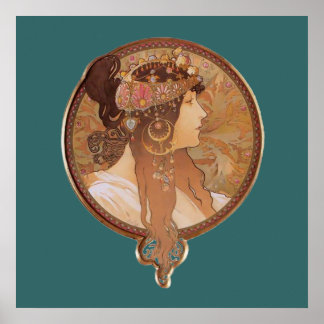 Art Nouveau - Tête Byzantine, Poster Brunette