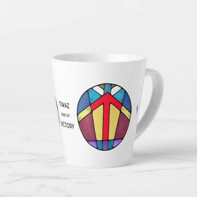 Art Nouveau Tiwaz Rune Latte Mug - Victoire ! (Angle droit)