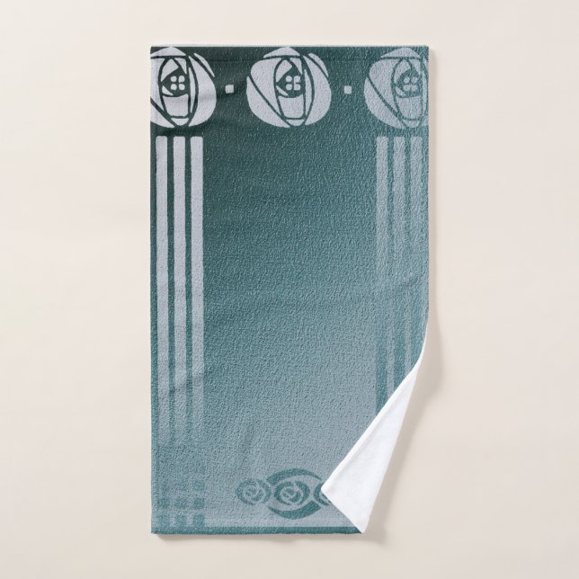 Art nouveau turquoise, Charles Mackintosh, design  (Serviette à main)