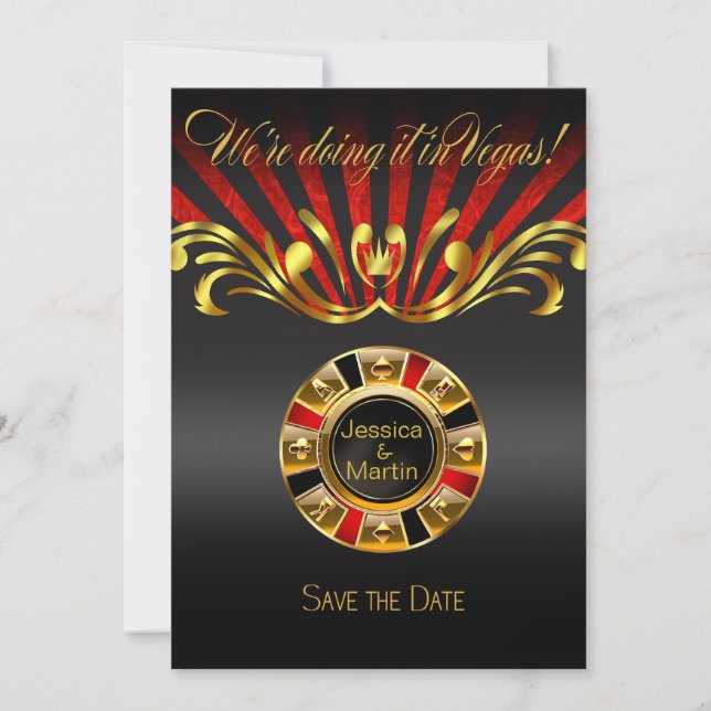 Art Nouveau Vegas Invitation de sauvegarde | or ro (Devant)