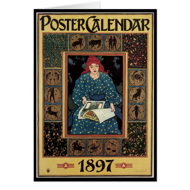 Art nouveau vintage, femme lisant un livre d'astro (Devant)