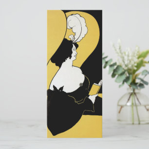 Art Nouveau vintage, femme lisant un livre jaune