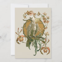Art Nouveau vintage, oiseau cacatoès, fleurs d'orc
