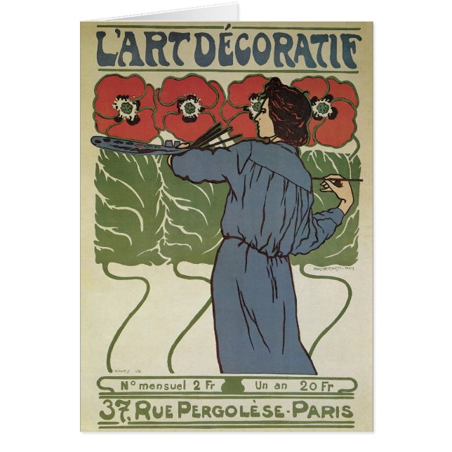 Art Nouveau vintage, Peinture Artiste Fleurs De Pa (Devant)