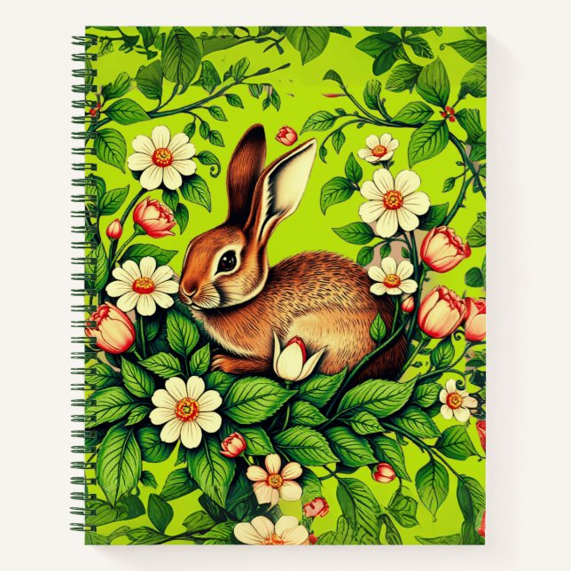 Art Nouveau Wild Rabbit & Flowers Journal (Devant)