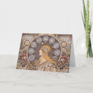 Art Nouveau zodiac bkgrd Carte de remerciements pl