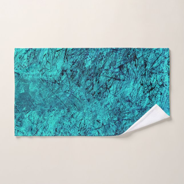 Art numérique bleu avec de nombreuses lignes mélan (Serviette à main)