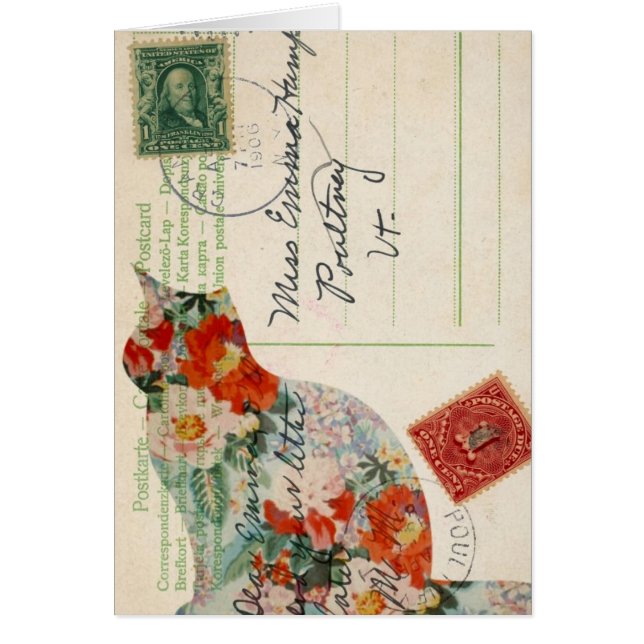 Art numérique de carte postale vintage Kitty (Devant)