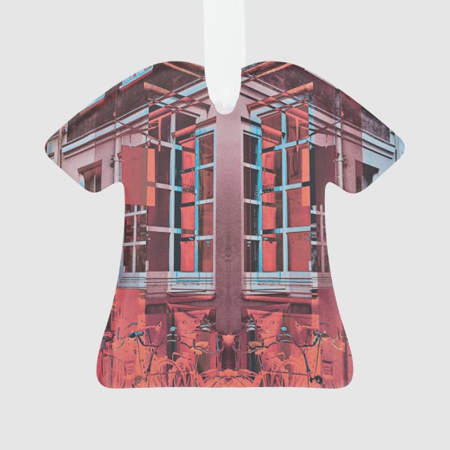 Art numérique de reflet de fenêtres bleu rouge Cop (dos)