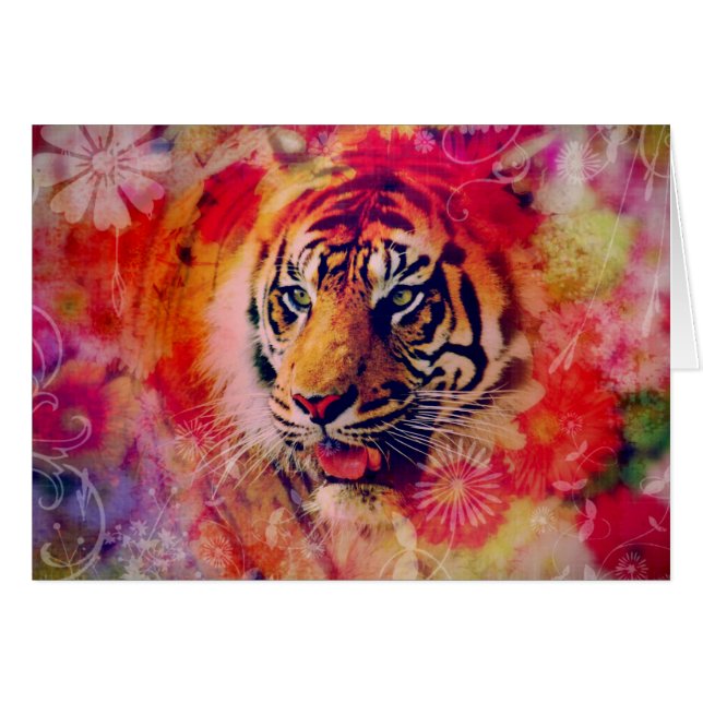 Art numérique floral tigre (Devant horizontal)