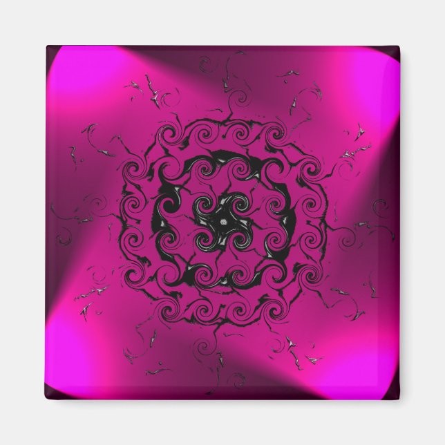 Art numérique géométrique, aimant spiral violet (Devant)