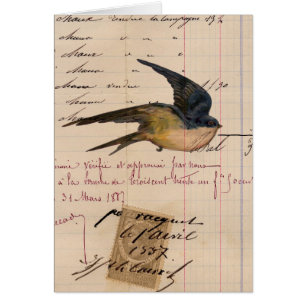 Art numérique vintage d'oiseau et de papier pour
