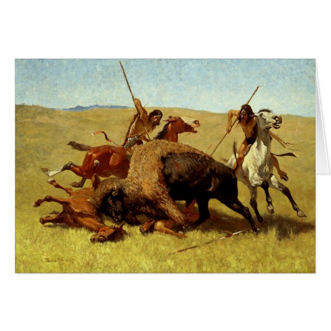 Art occidental de Frederic Remington “Chasse au bu (Devant horizontal)