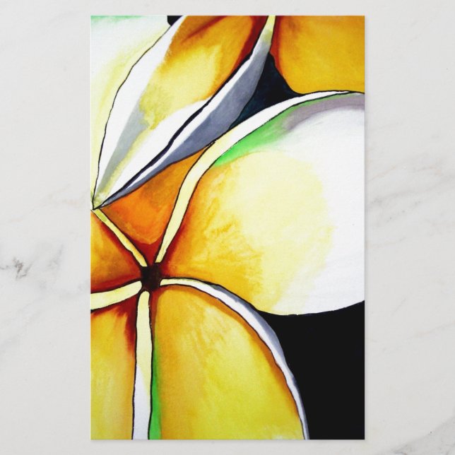 Art original de la fleur Tropical Jaune Frangipani (Devant)
