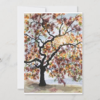 Art original de l'arbre rouge sur carte blanche