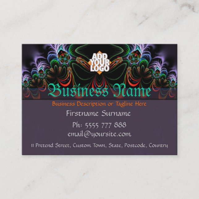 Art papillon fractal avec logo Big Carte de visite (Devant)