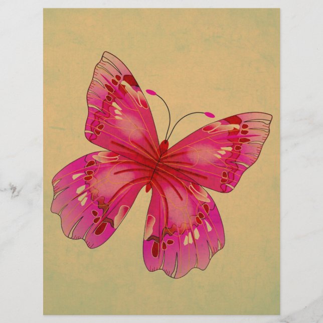 Art papillon vintage rose (Devant)