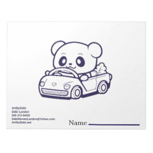 Art par Debi, Panda dans le Bloc-notes de voiture