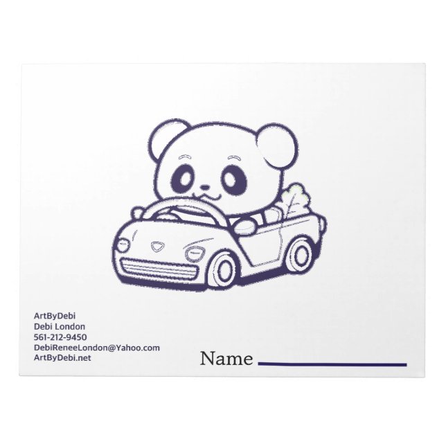 Art par Debi, Panda dans le Bloc-notes de voiture (Devant)