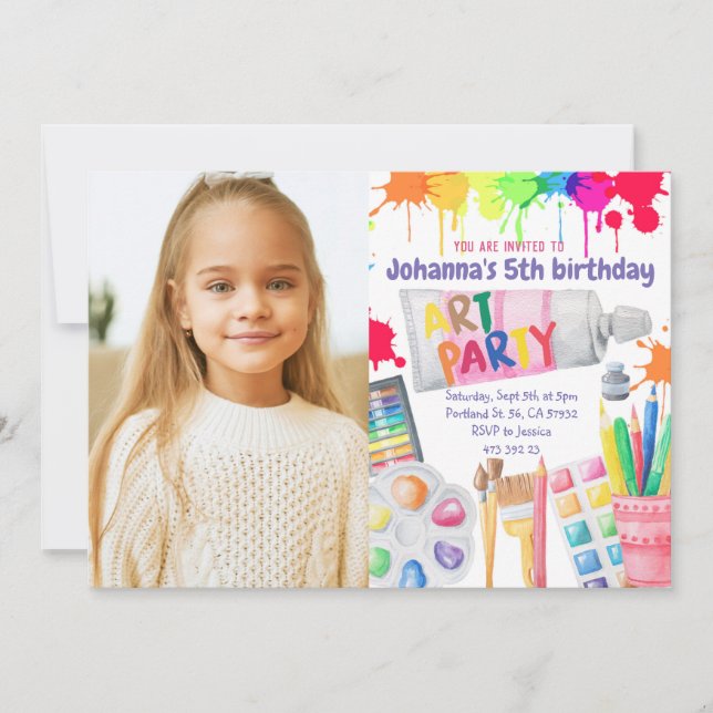 Art Party Anniversaire Invitation Artiste (Devant)