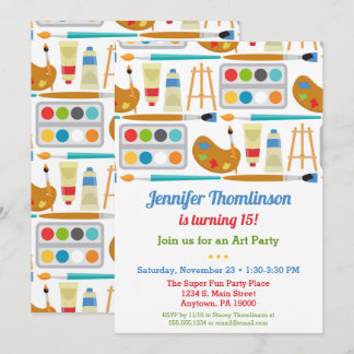 Art Party Anniversaire Invitation Peinture Arts Ar