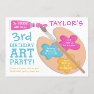 Art Party Anniversaire Peinture Invitation